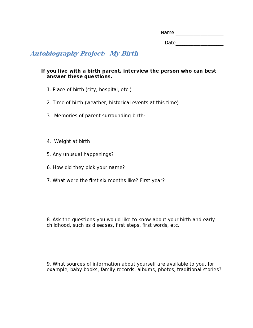 autobiography rubric 5th grade pdf