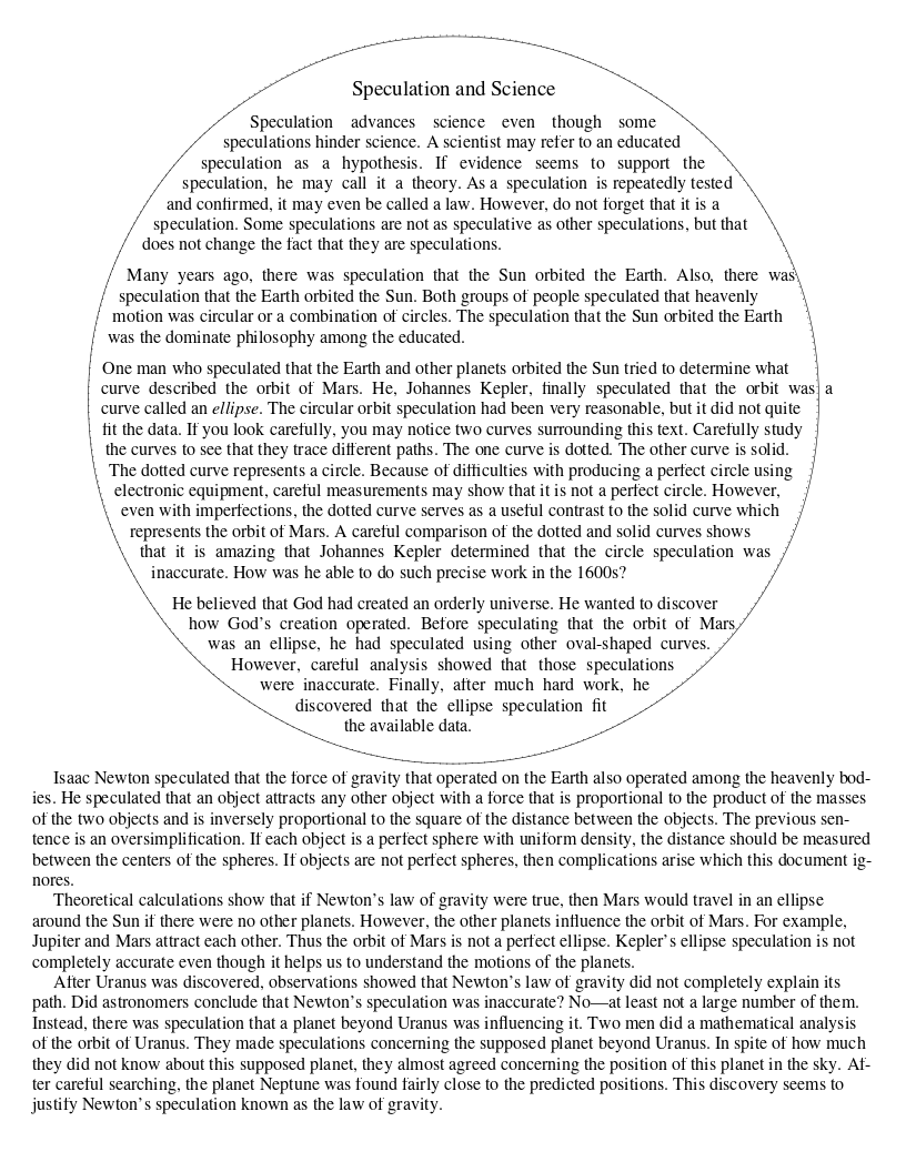 Speculation and Science The Dock for Learning