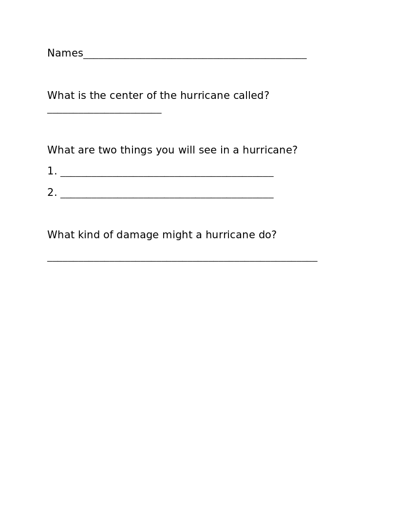 Hurricanes and Blizzards Worksheet - The Dock for Learning