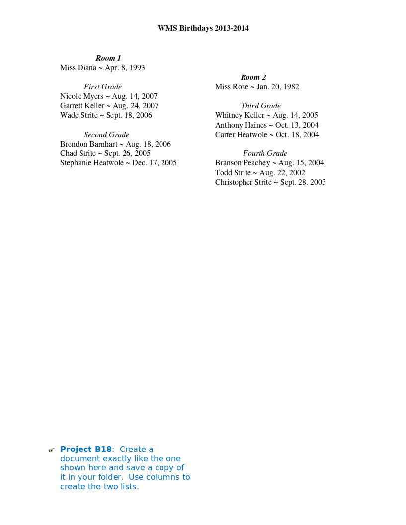 ms word table assignment pdf